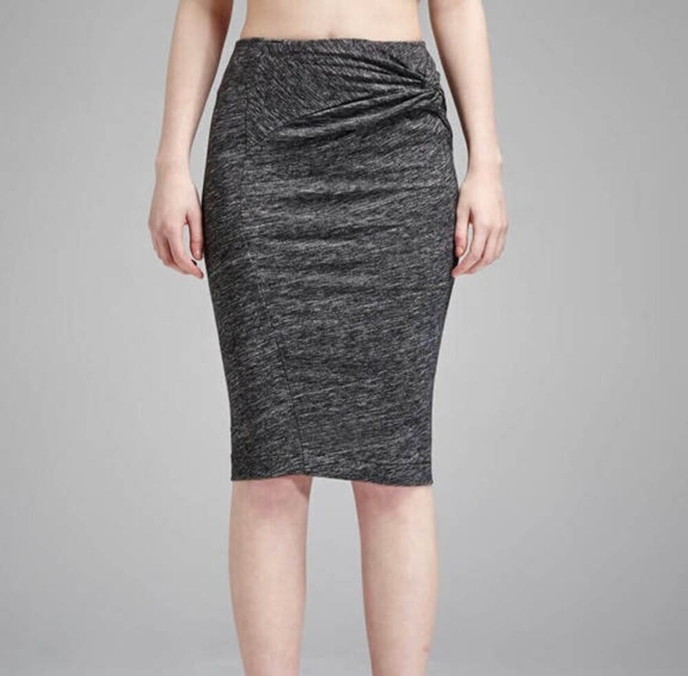 IRO Lousa Skirt Knotted Wrap Wool Blend Pencil Skirt, Heather Gray